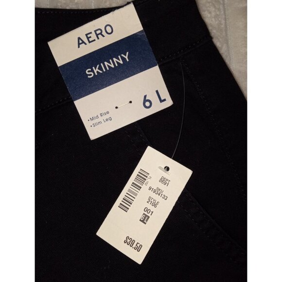Aeropostale Skinny Fit Black Pant Size 6 Long New with Tags Mid rise Slim Leg - Picture 2 of 4